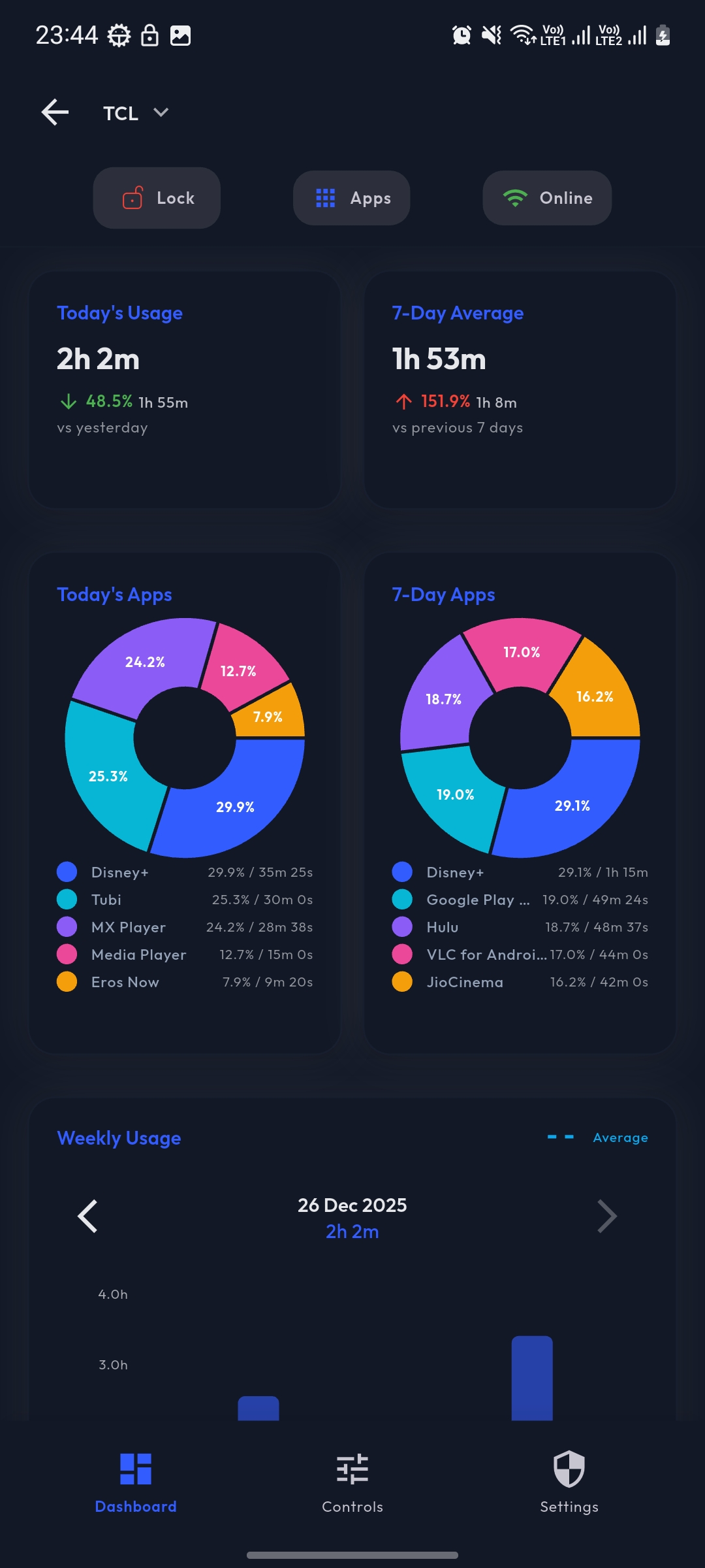 Controlled App device settings interface